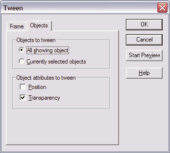 Tween dialog, Objects