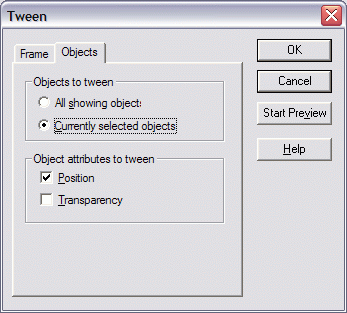 Tween dialog, Objects